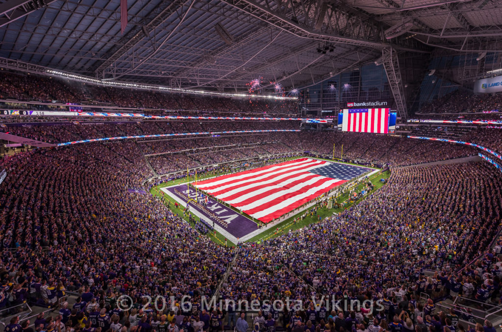 Minnesota Vikings vs. Green Bay Packers on September 18, 2016 at U.S. Bank Stadium in Minneapolis, Minnesota.  This was the inaugural game at U.S. Bank Stadium.  Photo by Ben Krause/Minnesota Vikings